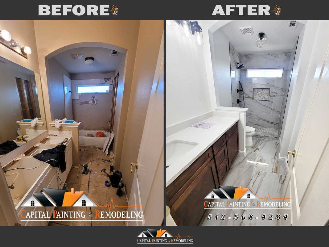 bath remodel austin before after